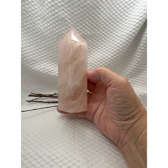 XL 5.75” Rose Quartz Tower 1.5lb Polished Pink Crystal Point for Love & Healing - Picture 9 of 9